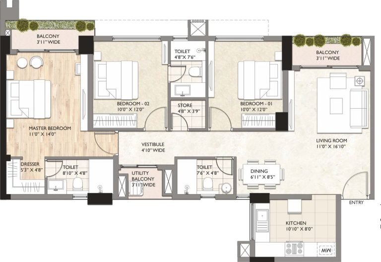 3 BHK Floor Plan